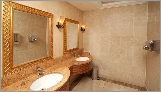 Kashmir gold vanity in this bathroom